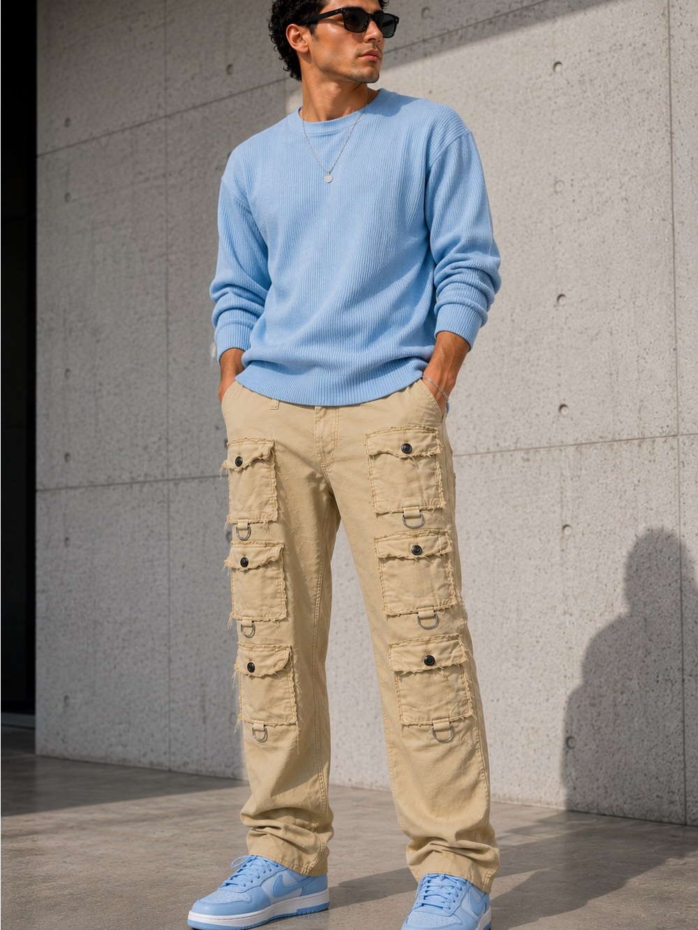 Men's Tan Cargo Pants with Utility Pockets